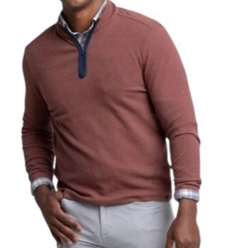 Southern Tide Heather Outbound Quarter Zip Pullover In Bordeaux Red