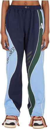 Ahluwalia Studio Kleur Blok Track Pants - Dames - Wijde Broeken - Blauw - 2XS - Katoen - Broeken