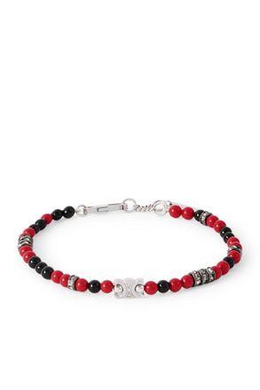 Celine Silver-Tone, Resin, Onyx and Strass Crystal Bracelet