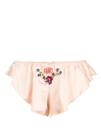 Stella McCartney Pyjamabroek met geborduurde bloemen - Beige