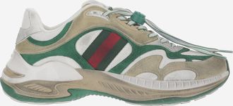 Gucci Mens Sneakers With Web Detail Leather Trainers