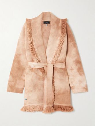 Alanui Cardigan In Misto Lana Tie-dye Con Frange Magic Journey - Marrone