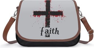 Generic Faith Crosses Crossbody Bag Womens Handbag PU Message Bags Shoulder Purse with Adjustable Strap