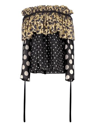Nina Ricci Blusa in raso a pois - Nero