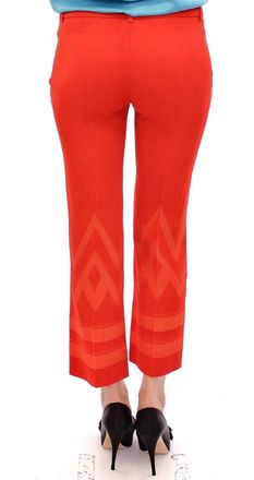 Versace Collection Womens Red Pants Cropped 3-4 Short Nude Capri