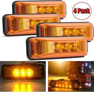 OEM Juego De 4 Luces De Posici&oacute;n Delanteras, 3,9 Pulgadas, 3 Led &Aacute;mbar, Impermeables, Montaje En Superficie Para Cami&oacute;n, Remolque, Autocaravana, 12 V