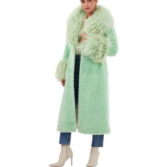 Gorski Genuine Shearling Coat in Pastel Green at Nordstrom, Size X-Small
