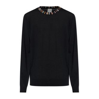 Paul Smith Round-neck Knitwear, male, Black, Size: 2XL Wool Sweater with a Crew Neck