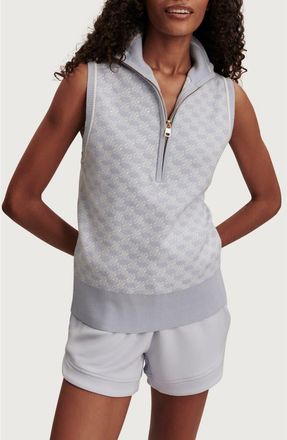 Varley Vincent Sleeveless Half Zip Jacquard Sweater in Xenon Blue /White at Nordstrom, Size X-Large