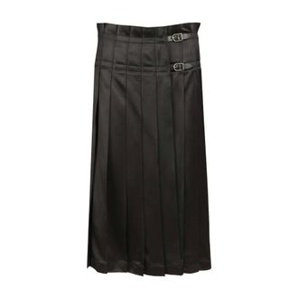 Durazzi Milano Pleated Buckle Skirt - female - Durazzi Milano - Midi Skirts - Black - M - Skirts