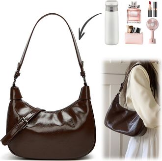 Generic Kexpery PU Leather Fashion Shoulder Bags Solid Color Hobo Bag for Women Shopping (Black)