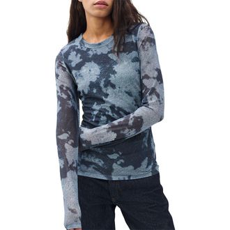 Rag & Bone Yana Tie Dye Long Sleeve T-Shirt in Silver Multi at Nordstrom Rack, Size Xx-Small