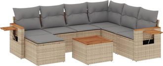 vidaXL Vidaxl - Juego De Sof&aacute;s De Jard&iacute;n Con Cojines Beige 8 Pzas Rat&aacute;n Pe