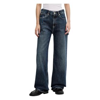 Tommy Jeans Jeans, Dames, Blauw, W28, Katoen, Low Rise Relaxed Straight Leg Jeans