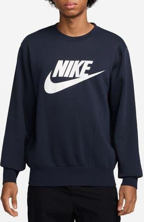 Nike Club Fleece Crewneck Pullover in Obsidian/White at Nordstrom Rack, Size Xx-Large