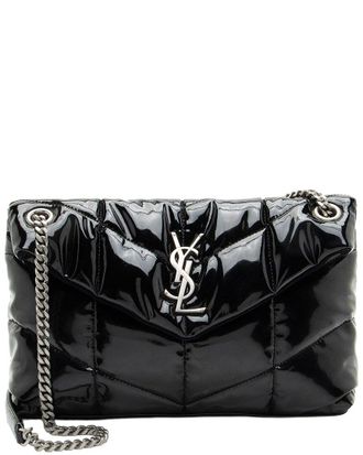 Saint Laurent Black Patent Leather Monogram Puffer Loulou Small Shoulder Bag (Authentic Pre-Loved)