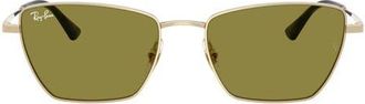 Ray-Ban Drea Bio-Based 53mm Polarized Irregular Cat Eye Sunglasses in Pale Gold /Green at Nordstrom