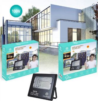 Trade Shop Trade Shop Traesio - Trade Shop - Faro Faretto Led Pannello Solare Fotovoltaico 100w Con Crepuscola Ip67 Led-9015