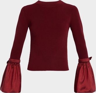 SIMKHAI Agata Taffeta Knit Top