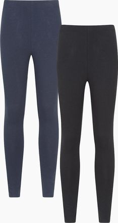 Mountain Warehouse Womens Mountain Warehouse Womens/Ladies Cotton Blend Midweight Leggings (Pack of 2) - Black - Size: 18/32in