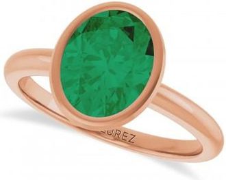 Allurez Oval Lab Grown Emerald Fashion Ring 14K Rose Gold (1.50ct)