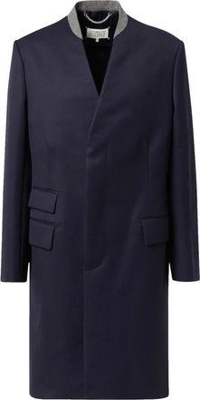 Maison Margiela Blauwe Wol Cavaleriejas Vrouwen - Dames - Mantel - Blauw - 2XS - Wol - Jassen