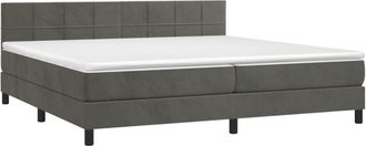 vidaXL Vidaxl - Cama Box Spring Colch&oacute;n Y Led Terciopelo Gris Oscuro 200x200 Cm