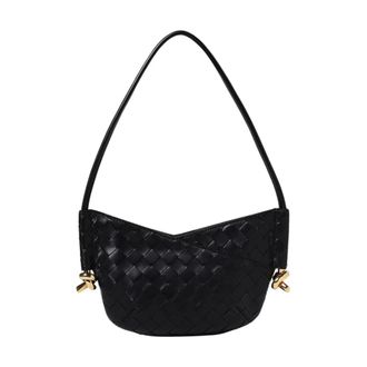Bottega Veneta Tassen, Dames, Zwart, ONE Size, Gevlochten leren schoudertas