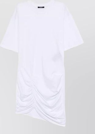 Balmain knee length dress round neckline ruched hem