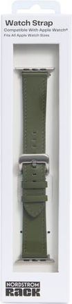 Nordstrom Rack Leather Apple Watch Watchband in Olive- Silver at Nordstrom Rack