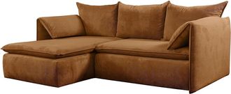 Vente-Unique Sof&aacute; cama rinconera izquierda de pana terracota TEODORA