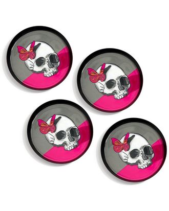 Tiramisu Midnight Flutter Skull Metal Coaster Set
