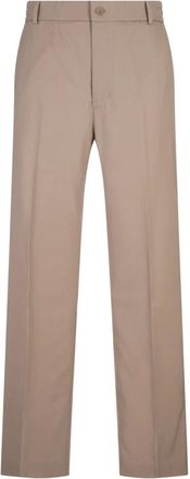 Moncler Straight Trousers, male, Brown, M, Brown Trousers with Elasticated Waistband