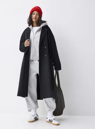 Twik Womens Long double-breasted felt overcoat