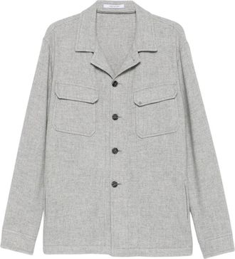 Tagliatore Overhemdjas met knopen - Heren - Zomerjassen - Grijs - L - Wol - Jassen
