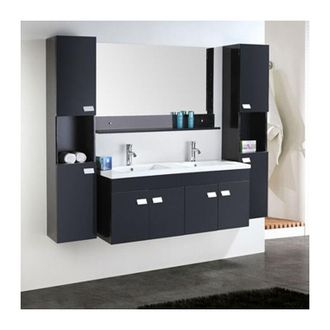 Simba Mobile bagno nero 120 cm con Colonne e Lavabi inclusi - Elegance