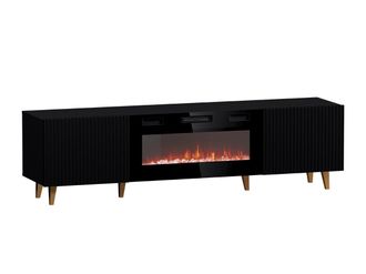 Mirjan24 Mobilier1 - Mueble Tv Levmari 106, Negro + Dorado, N&uacute;mero De Puertas: 0, N&uacute;mero De Cajones: 0, 181x49x40cm, Led