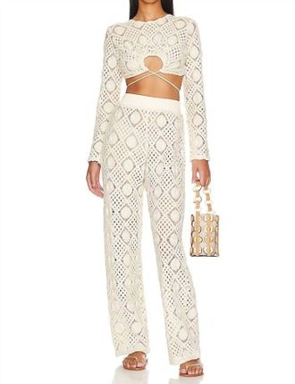 Andrea Iyamah Hira Crochet Pants In Chalk