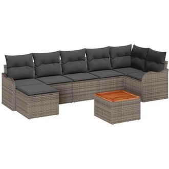 vidaXL Vidaxl - Conjunto De Sof&aacute; De Jard&iacute;n 8 Pcs Gris