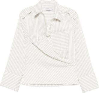 Iro Lace Striped Cotton Shirt - Dames - Overhemden - Beige - L - Katoen - Overhemden