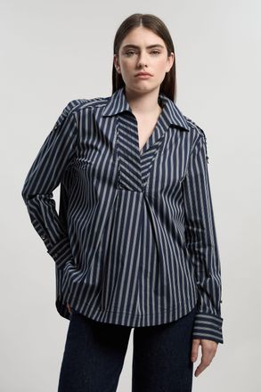 Karen Millen Womens Stripe Boxy Cotton Placket Detail Woven Shirt - Multicolour - Size 10 UK