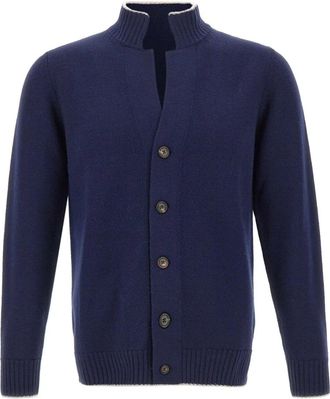 Eleventy Wol Cardigan - Heren - Vesten - Blauw - XL - Wol - Truien & Vesten
