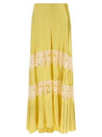 Alberta Ferretti Yellow Lace insert skirt