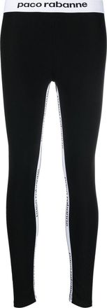 Paco Rabanne logo tape leggings - women - Polyamide/Spandex/Elastane/Viscose - S - Black