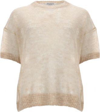 Brunello Cucinelli White Knitted Crew Neck Sweater