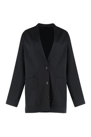 Toteme Black Solid V Neck Cardigan