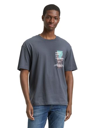 Tom Tailor Denim T-Shirt TOM TAILOR DENIM, Herren, Gr. XXL, urban medium grau, Single Jersey, Obermaterial: 100% Baumwolle, bedruckt, relaxed fit normal, Rundhals, ger