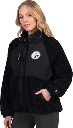 Starter Womens Starter Black Pittsburgh Steelers On the Ball Sherpa Jacket at Nordstrom, Size Xx-Large