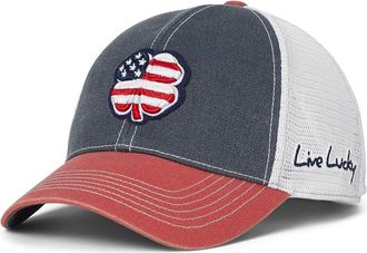 Black Clover USA 2T Vintage Adjustable Hat Baseball Caps Navy/Red Hat/3d Usa Flag Clover, Mesh/Polyester/Spandex