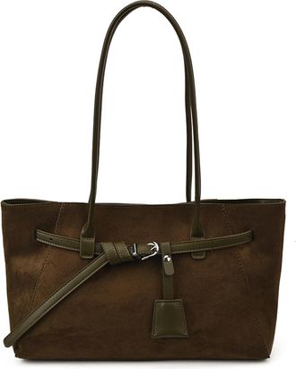 Generic PU Leather Vintage Shoulder Bag Large Capacity Commute Tote Handbag (Green)